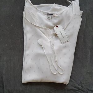 Adam Lavine tunic whit gold specks tessles tie str